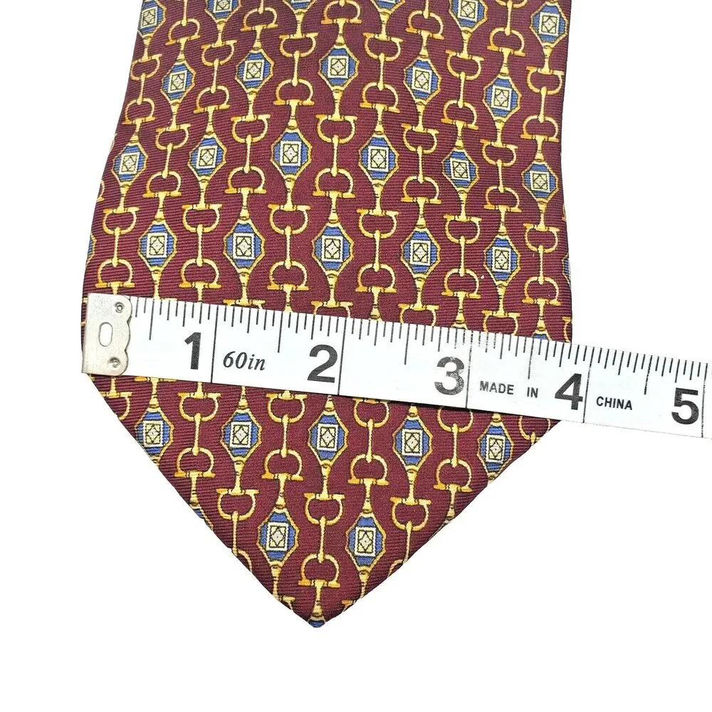 Vintage Paolo Gucci 100% Silk Neck Tie Mens Red Chain Link Hand Made in Italy 80